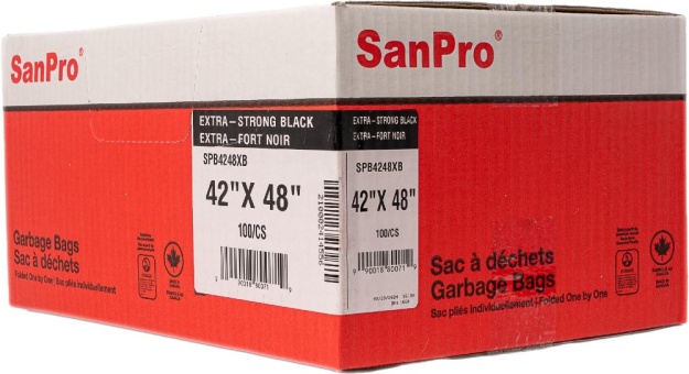 SanPro® Black Polyethylene Garbage Bags 42'' x 48'' X-Strong CS/100.